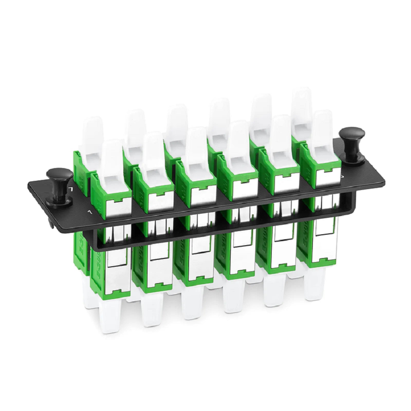 FHD™ Adapter Panel, 12 Fibers OS2 Single Mode, 12 x LSH APC Simplex (Green) Adapter, Ceramic Sleeve