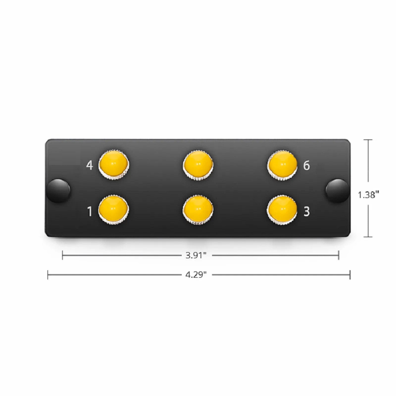 FHD™ Fiber Adapter Panel, 6 Fibers OM3/OM4 Multimode, 6 x ST Simplex (Plated) Adapter, Ceramic Sleeve