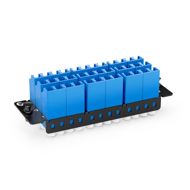 FHD™ Fiber Adapter Panel, 36 Fibers OS2 Single Mode, 18 x Shuttered LC UPC Duplex (Blue) Adapter, Ceramic Sleeve