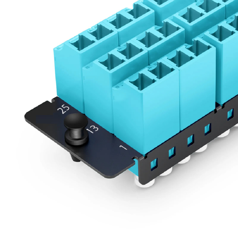 FHD™ Fiber Adapter Panel, 36 Fibers OS2 Single Mode, 18 x Shuttered LC UPC Duplex (Blue) Adapter, Ceramic Sleeve