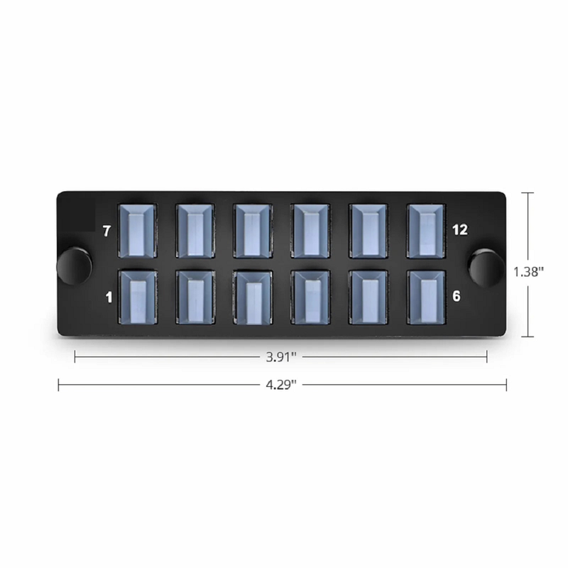 FHD™ Fiber Adapter Panel, 24 Fibers OM4 Multimode, 12 x LC UPC Duplex (Aqua) Adapter, Ceramic Sleeve