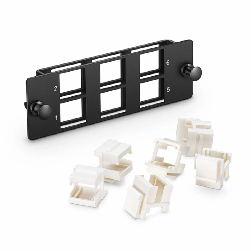 FHD™ 6-Port Multimedia Copper/Fiber Modular Panel with 6 x Plastic Clips