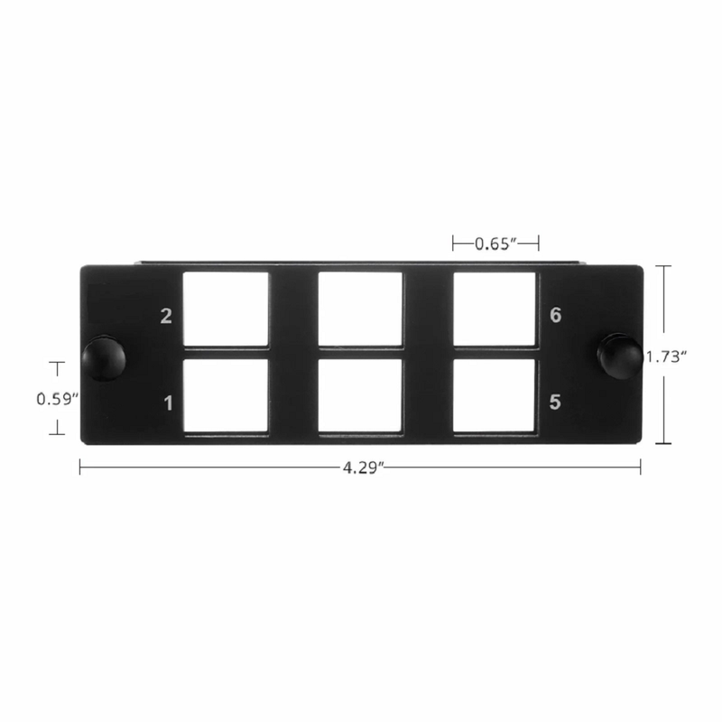 FHD™ 6-Port Multimedia Copper/Fiber Modular Panel with 6 x Plastic Clips