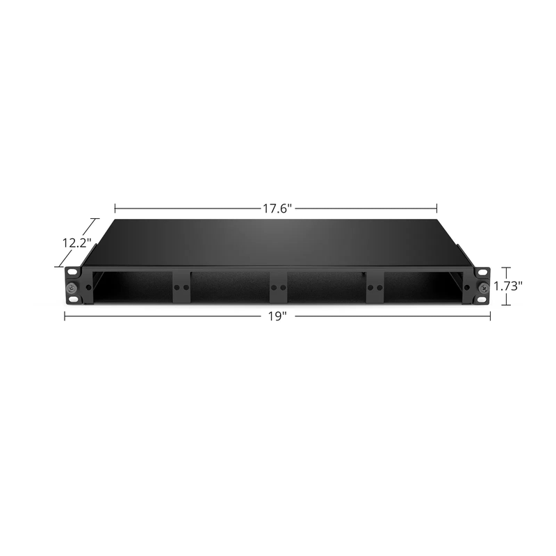 FHD™ High Density 1U Rack Mount Enclosure Unloaded, Sliding and Tilt-down Drawer, Holds up to 4 x FHD™ Cassettes, Panels, or Splice Trays, 144 Fibers (LC)