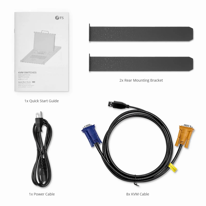 8-Port x1 User VGA 1U Rack-Mount USB KVM Switch with 19" LED, 8 x VGA Cables Included