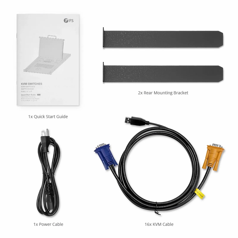 16-Port VGA 1U Rack-Mount KVM Switch with 19" LED, 16 x VGA Cables Included