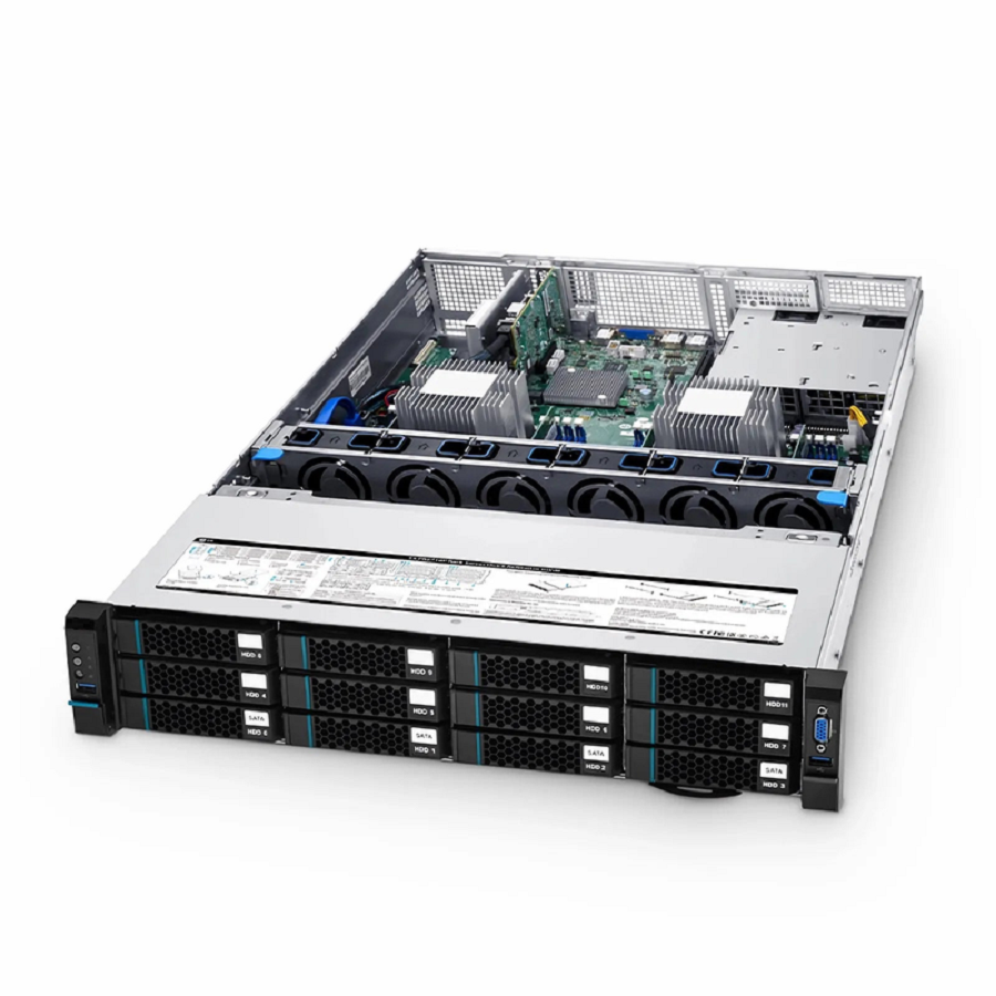 RS5230, 2U Rack Server, 2 x Intel® Xeon® Scalable Processors, 4 x 16GB of Memory, 4 x 3.5' Hot-swap SATA Drive Bays, 2 x RJ45 1GbE Ports, 550W Redundant