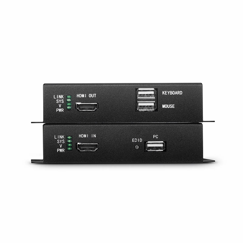 4K HDMI USB2.0 KVM Extender Set with Audio and EDID over LC Fiber Optic Cable for 10km, 3840x 2160@30Hz, with Pre-installed SFP+ Modules