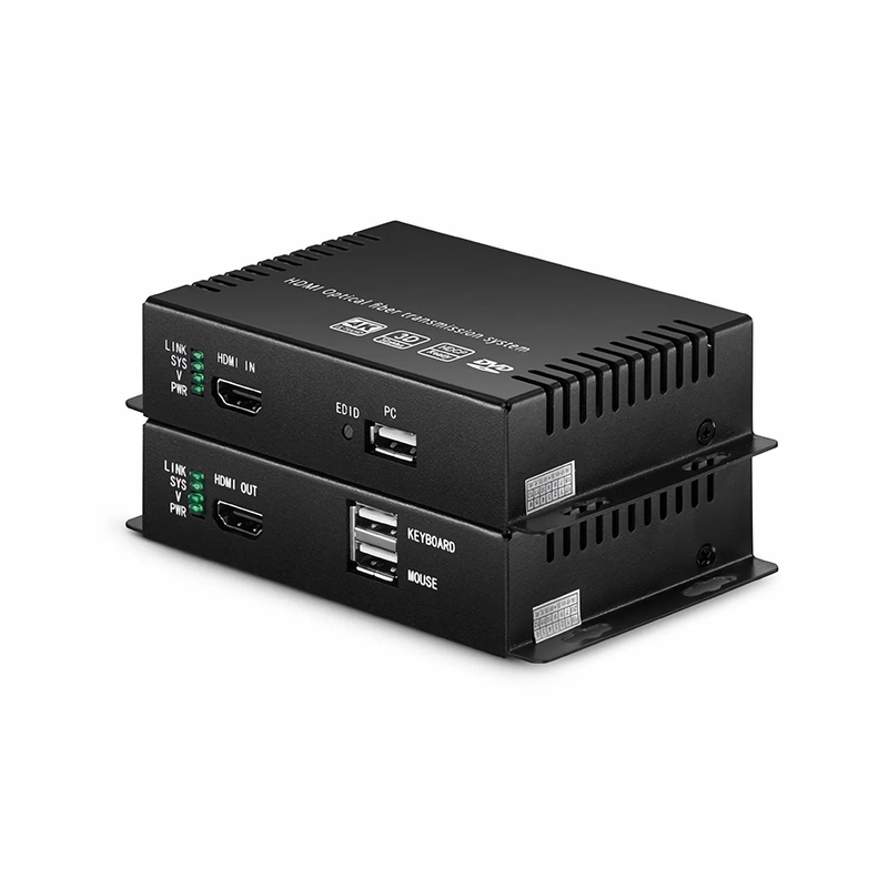 4K HDMI USB2.0 KVM Extender Set with Audio and EDID over LC Fiber Optic Cable for 10km, 3840x 2160@30Hz, with Pre-installed SFP+ Modules