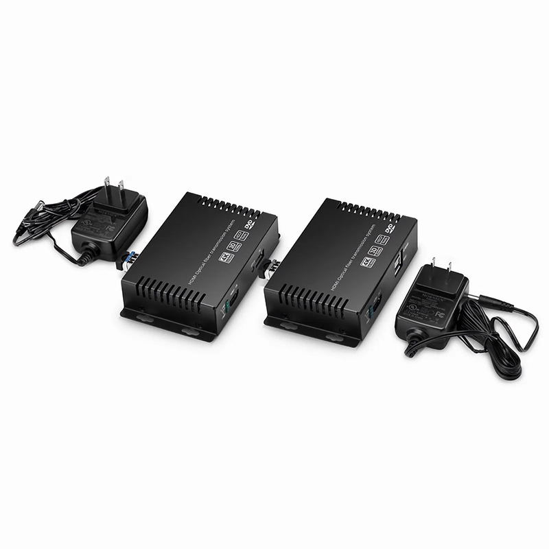 4K HDMI USB2.0 KVM Extender Set with Audio and EDID over LC Fiber Optic Cable for 10km, 3840x 2160@30Hz, with Pre-installed SFP+ Modules