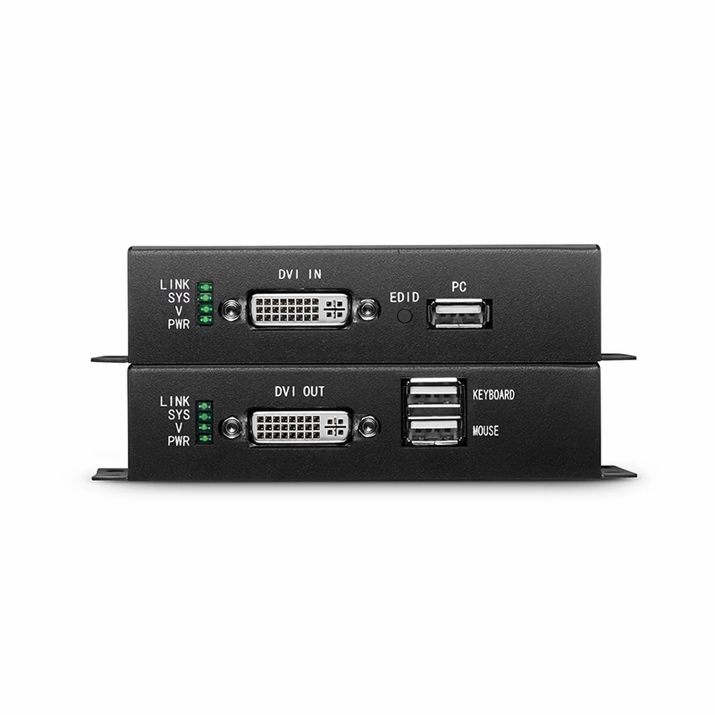 4K DVI USB2.0 KVM Extender Set with Audio and EDID over LC Fiber Optic Cable for 10km, 3840x 2160@30Hz, with Pre-installed SFP+ Modules