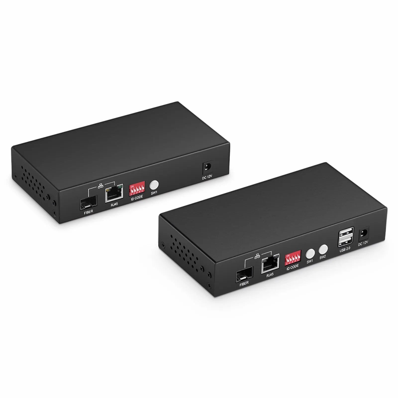 4K HDMI USB2.0 KVM Extender Set with Audio and HDCP over Single Mode Fiber for 10km, Multimode Fiber for 300m, and Cat5e/6/6a/7 Cable for 150m, 3840x 2160@30Hz