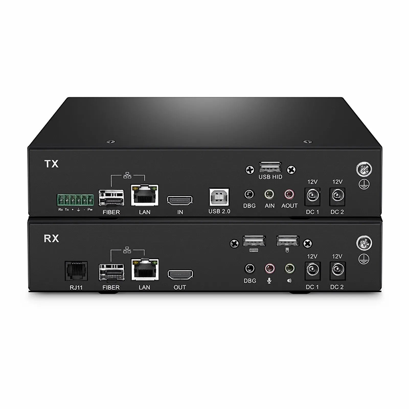 4K HDMI USB HID IP KVM Matrix Transmitter Set with Audio and EDID over Fiber Optic Cable for 20km and Cat5e/6/6a/7 for 120m, 3840x2160@60Hz