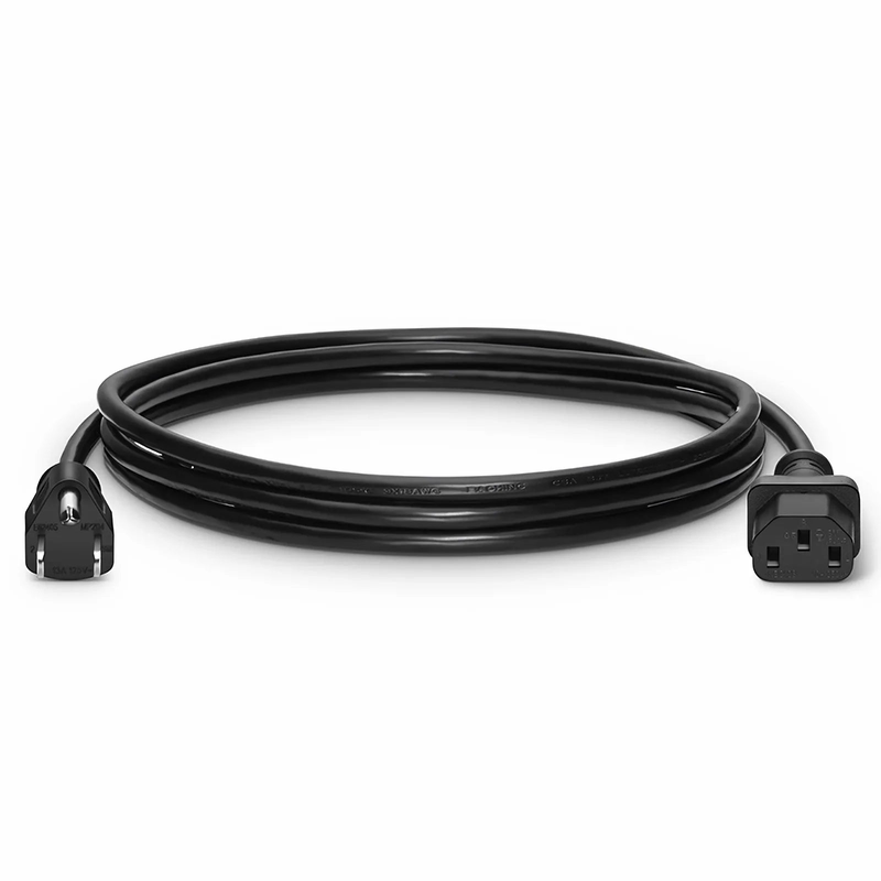 15ft (4.6m) NEMA 5-15P to IEC60320 C13 16AWG 125V/10A Power Cord, Black