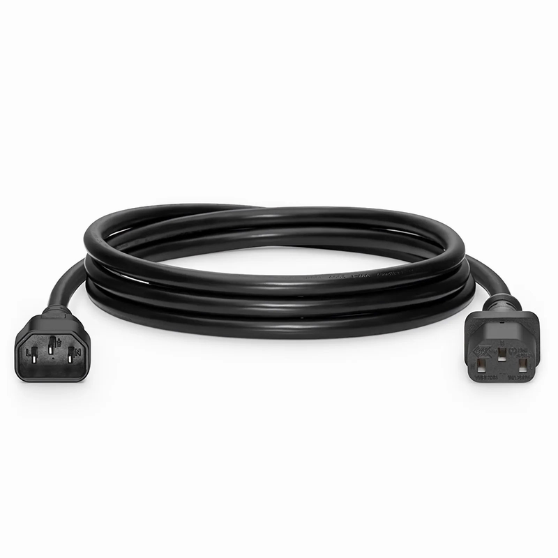 10ft (3m) IEC60320 C14 to IEC60320 C13 17AWG 250V/10A Power Extension Cord, Black