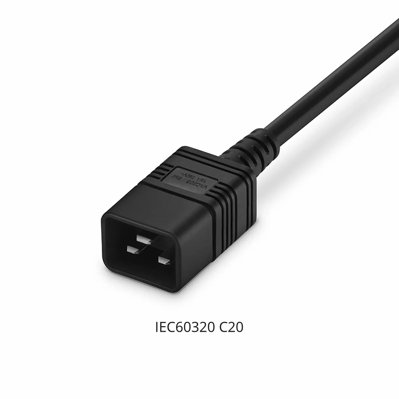 2ft (0.6m) IEC60320 C20 to IEC60320 C19 14AWG 250V/16A Power Extension Cord, Black