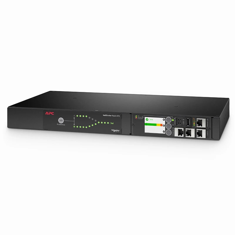 APC® NetShelter Rack Automatic Transfer Switch, 1U, 16A, 230V, 2 C20 IN, 8 C13, 1 C19 OUT