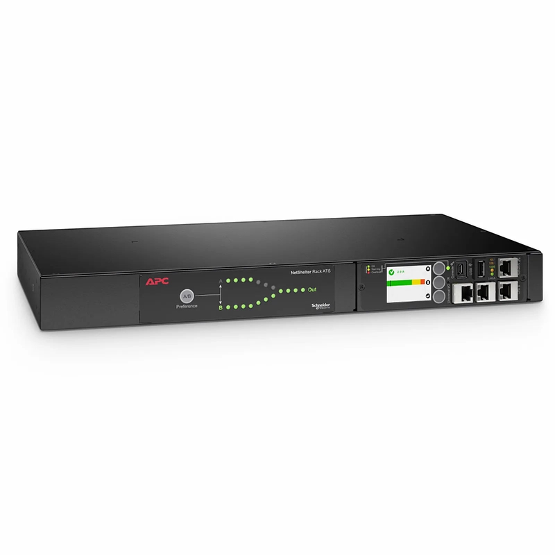 APC® NetShelter Rack Automatic Transfer Switch, 1U, 20A, 200/208V, 2 L6-20 IN, 8 C13, 1 C19 OUT