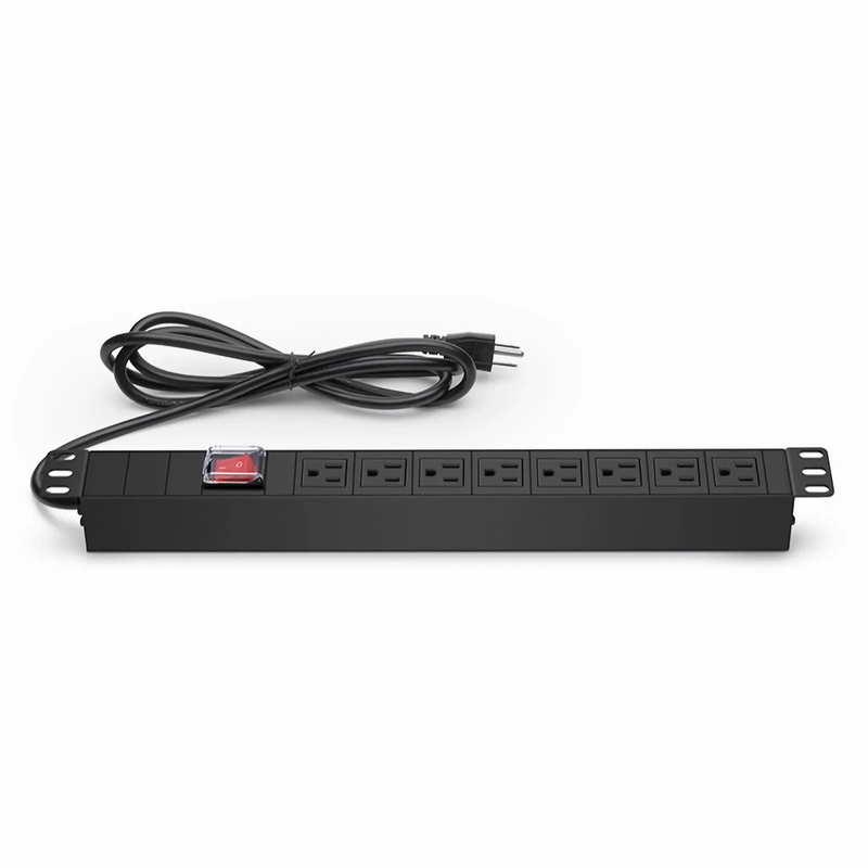1.88kW Single-Phase 15A/125V Basic Rack PDU, 8 x NEMA 5-15R Outlets, NEMA 5-15P Plug, 6.6ft Cord, 1U Rack-Mount