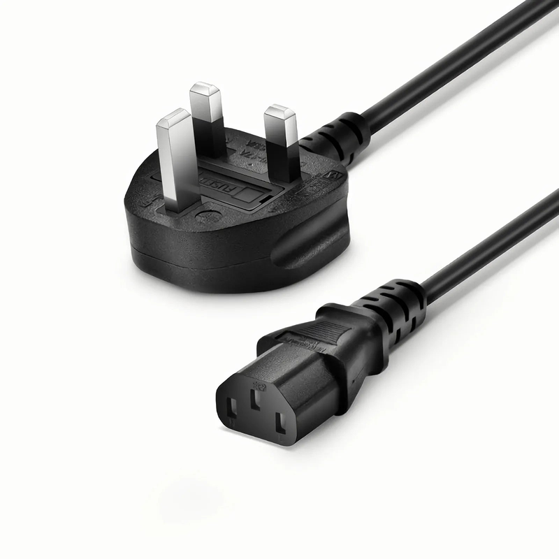 6ft (1.8m) BS 1363 to IEC60320 C13 3 x 0.75mm² 250V/10A Power Cord, Black
