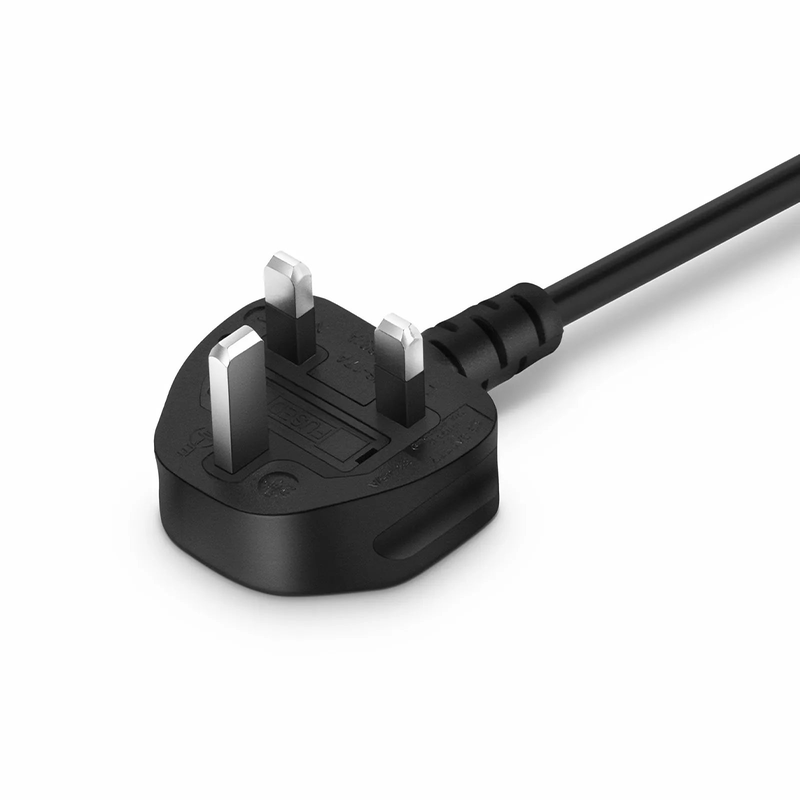 6ft (1.8m) BS 1363 to IEC60320 C13 3 x 0.75mm² 250V/10A Power Cord, Black