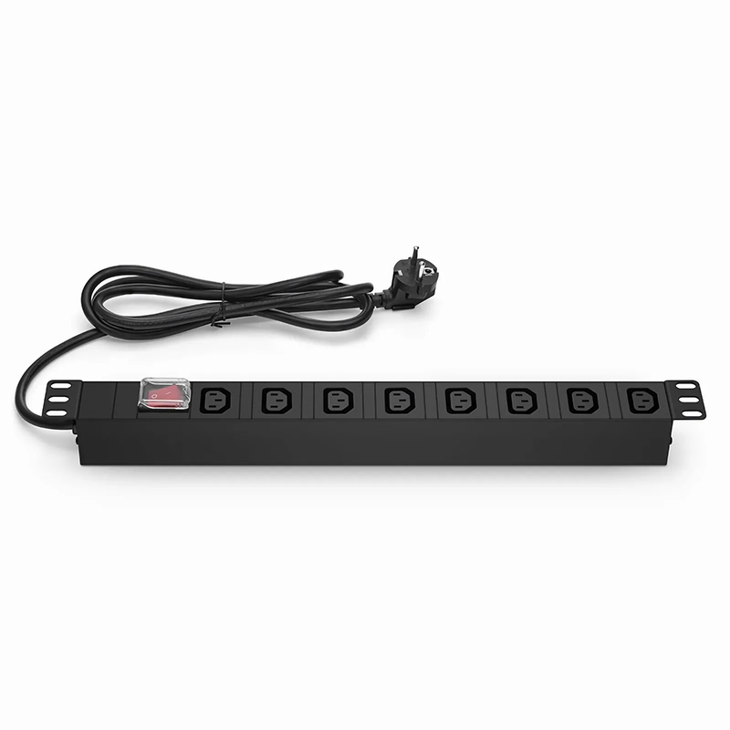 1.8kW Single-Phase 16A/250V Basic Rack PDU, 8 x C13 Outlets, CEE7 Plug, 6.6ft Cord, 1U Rack-Mount