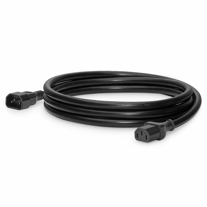 10ft (3m) IEC60320 C14 to IEC60320 C13 Heavy-Duty 14AWG 250V/15A Power Extension Cord, Black
