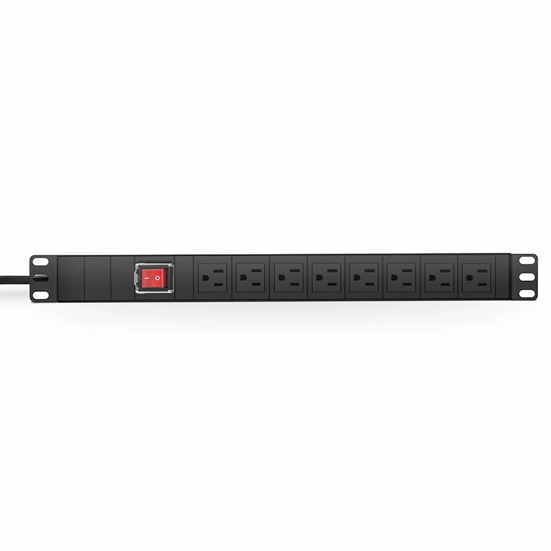 1.88kW Single-Phase 15A/125V Basic Rack PDU, 8 x NEMA 5-15R Outlets, NEMA 5-15P Plug, 6.6ft Cord, 1U Rack-Mount