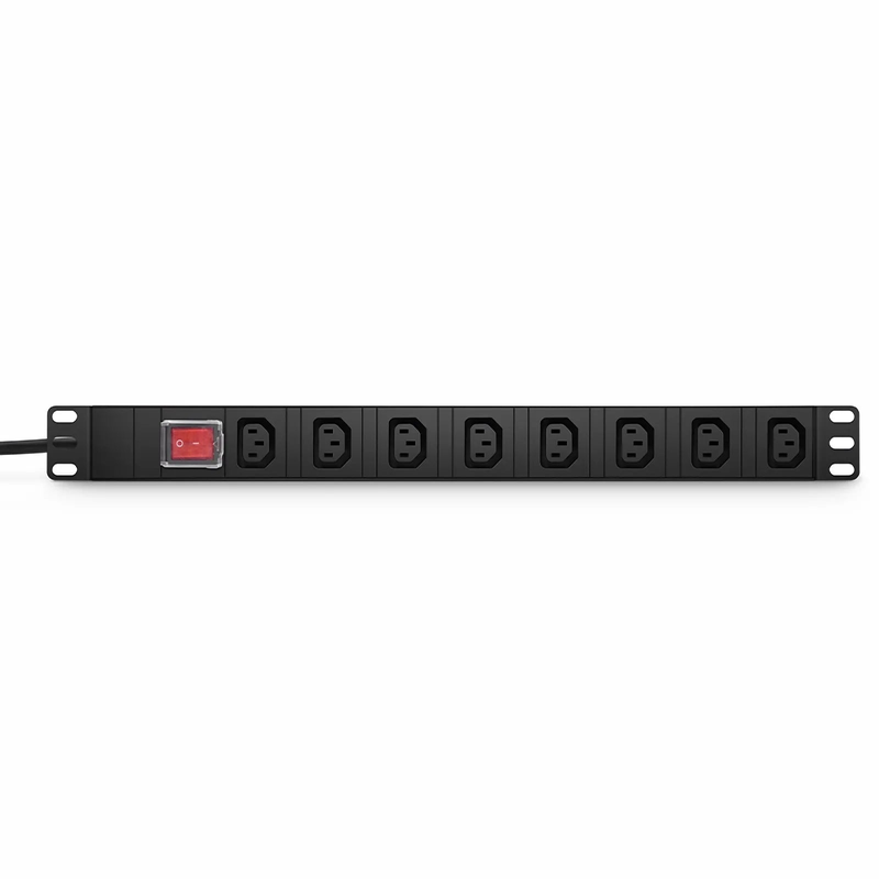 1.8kW Single-Phase 16A/250V Basic Rack PDU, 8 x C13 Outlets, CEE7 Plug, 6.6ft Cord, 1U Rack-Mount
