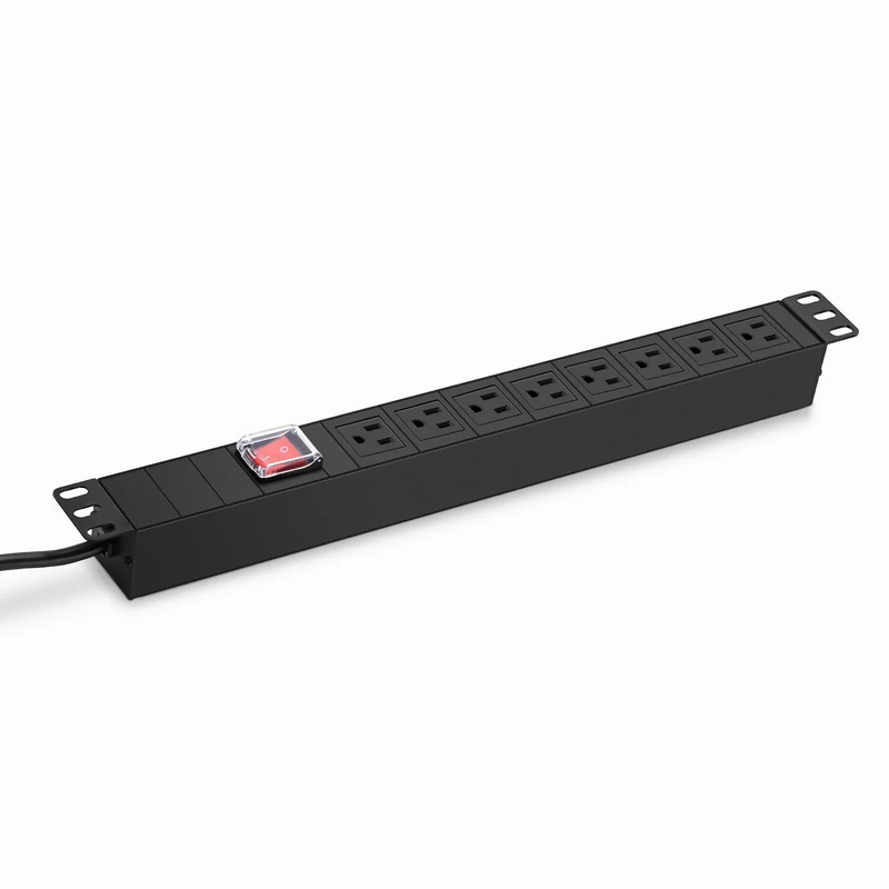 1.88kW Single-Phase 15A/125V Basic Rack PDU, 8 x NEMA 5-15R Outlets, NEMA 5-15P Plug, 6.6ft Cord, 1U Rack-Mount