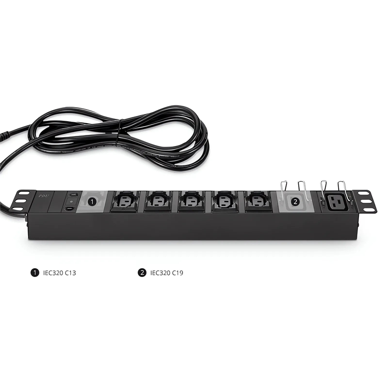 1.92kW Single-Phase 16A/120V Basic Rack PDU, 6 x C13 & 2 x C19 Outlets, IEC320 C20 Plug, 10ft Cord, 1U Rack-Mount