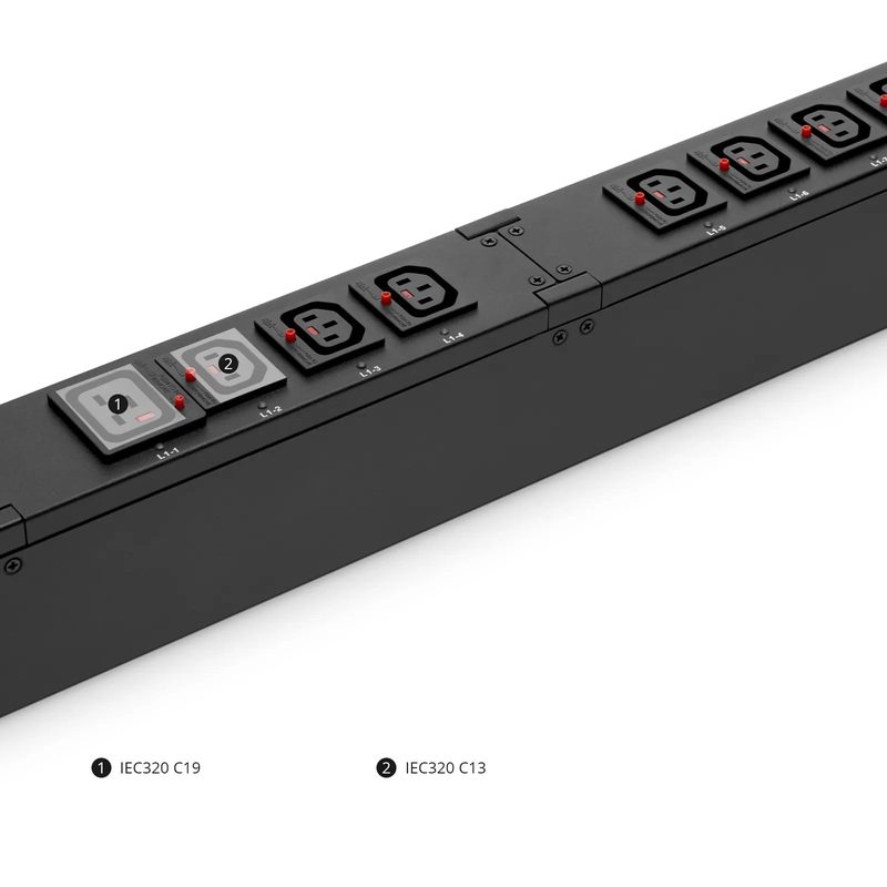 23kW 3-Phase 32A/415V Switched Rack PDU, 21 x C13 & 3 x C19 Outlets, IEC309 32A 3P+N+PE Plug, 10ft Cord, 0U Vertical