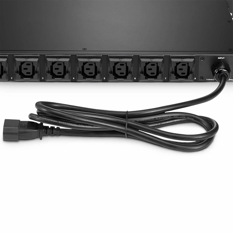1.20kW Single-Phase 10A/120V Monitored Rack PDU, 8 x C13 Outlets, IEC320 C14 Plug, 6.6ft Cord, 1U Rack-Mount