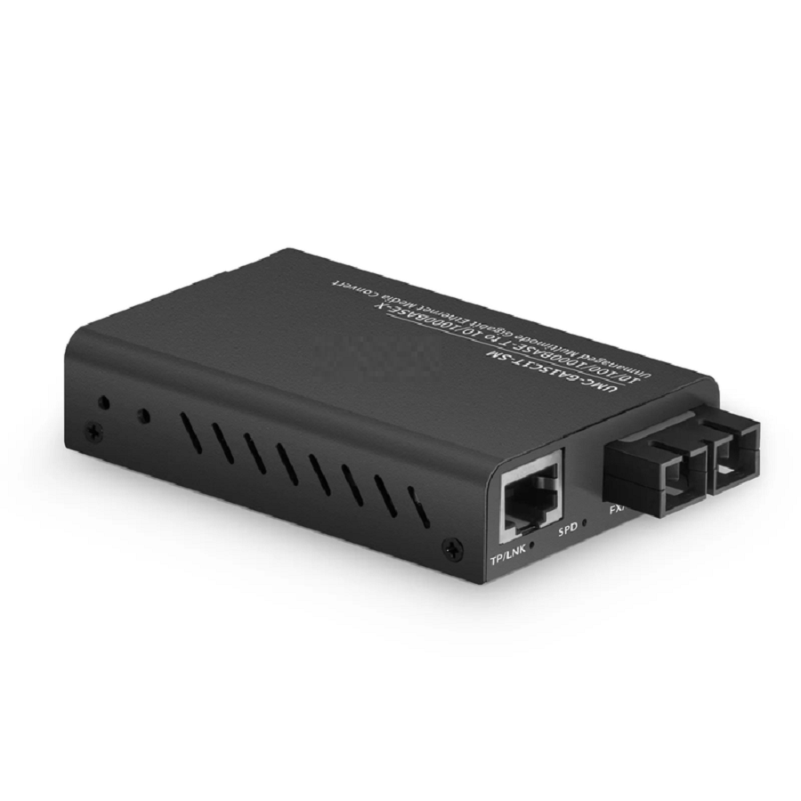 Mini Unmanaged 1x 10/100/1000Base-T RJ45 to 1x 100/1000Base-X Single Mode SC 1310nm 10km Gigabit Ethernet Media Converter, European Plug Standard