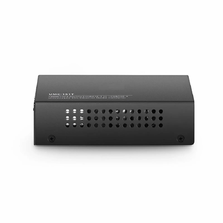 Unmanaged 1x 100M/1G/2.5G/5G/10GBase-T to 1x 10GBase-X SFP+ 10Gigabit Ethernet Media Converter, European Plug standard