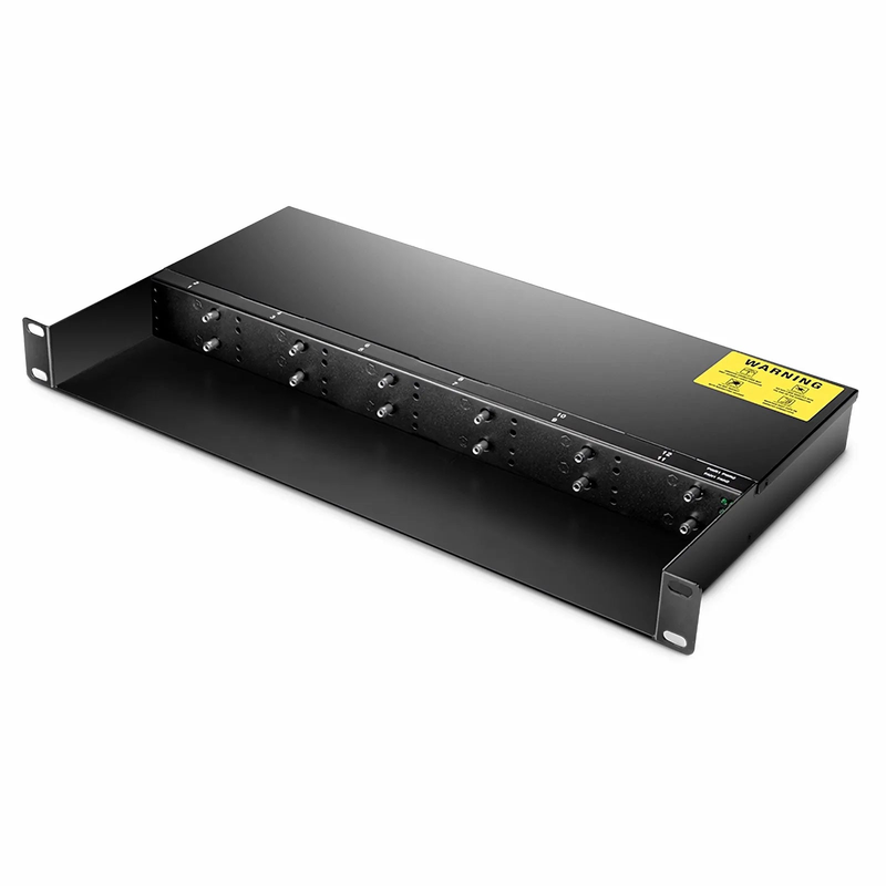 12 10/100M and 10/100/1000M Mini Media Converter Chassis, 1U Rack Mount, Dual Power AC 220V