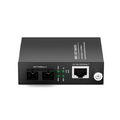 Managed 1x 10/100/1000Base-T RJ45 to 1x 100/1000Base-X Multimode SC Duplex 850nm 550m Gigabit Ethernet Media Converter, Slide-in Module, British Plug Standard