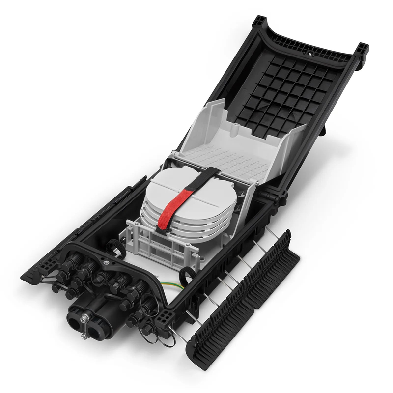 Fully Pre-Terminated Fiber Distribution Hub Box for Quick ODN, 1 Uncut Port, 13 SC/APC Hardened Adapters, Mechanical Seal, Supports 1:2/1:4/1:8 Mini Splitters, PP+GF, IP68, Wall/Pole/Aerial Mount, Indoor/Outdoor