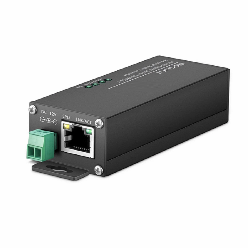 Mini Industrial Unmanaged 1x 10/100/1000Base-T RJ45 to 1x 1000Base-X SFP Gigabit Ethernet Media Converter, American Plug Standard