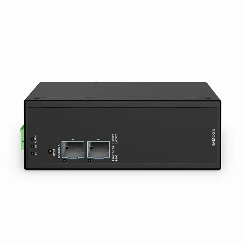 Industrial Managed 2x 100M/1G/2.5G/10GBase-X SFP+ 10Gigabit Fiber Media Converter