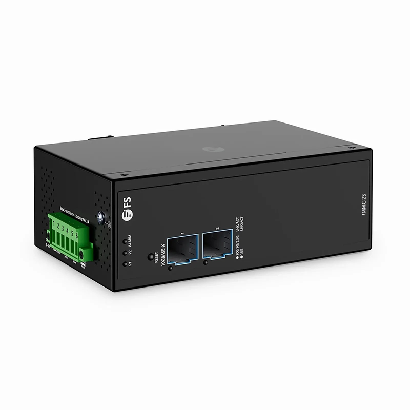 Industrial Managed 2x 100M/1G/2.5G/10GBase-X SFP+ 10Gigabit Fiber Media Converter