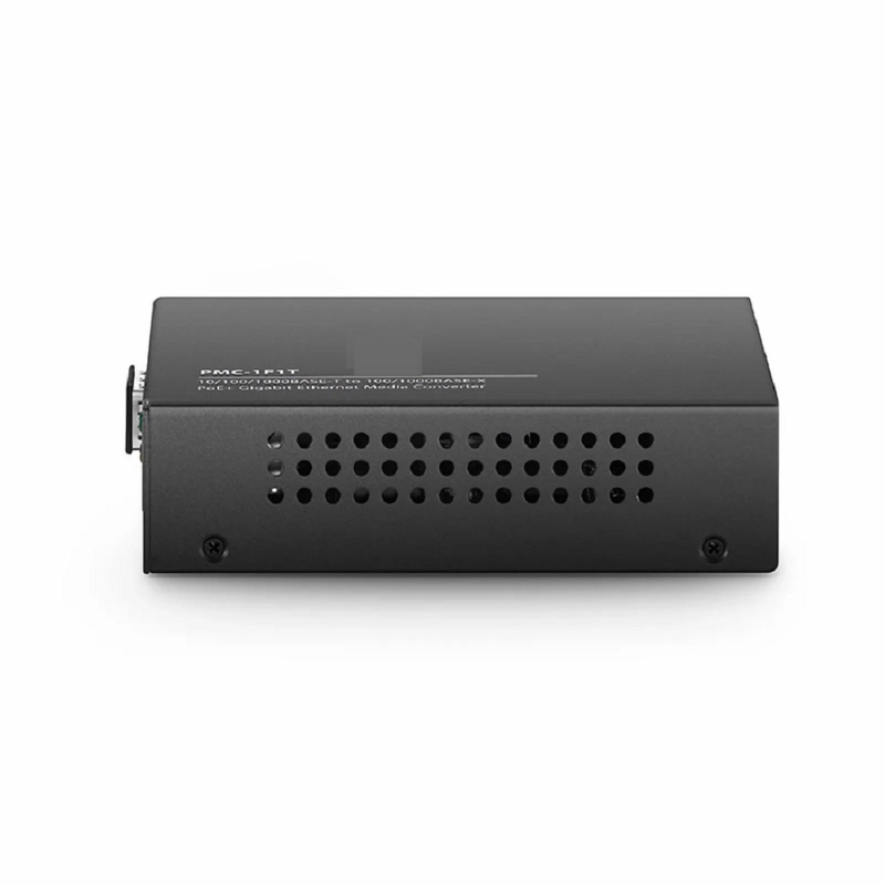 Unmanaged 1x 10/100/1000Base-T RJ45 to 1x 100/1000Base-X SFP Gigabit Ethernet PoE+ Media Converter, American Plug Standard