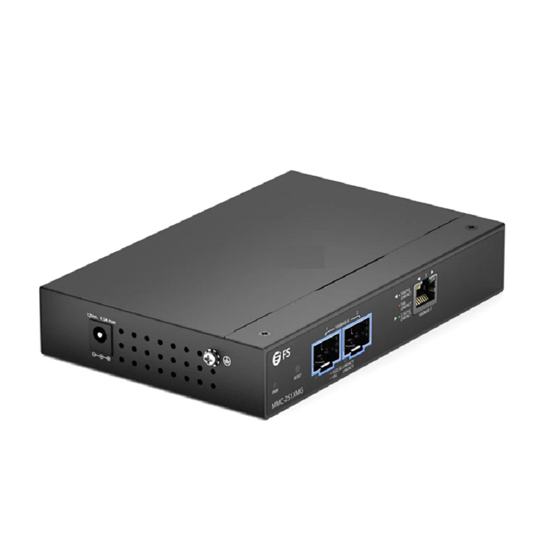 Managed 1x 100M/1G/2.5G/5G/10GBase-T RJ45 to 2x 10GBase-X SFP+ 10Gigabit Ethernet Media Converter, British Plug Standard