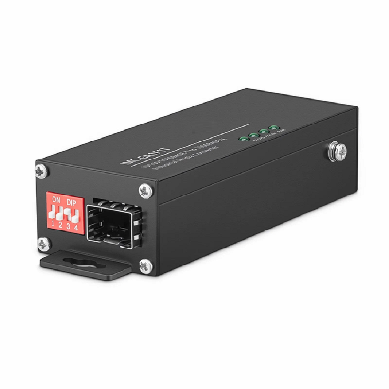Mini Industrial Unmanaged 1x 10/100/1000Base-T RJ45 to 1x 1000Base-X SFP Gigabit Ethernet Media Converter, American Plug Standard
