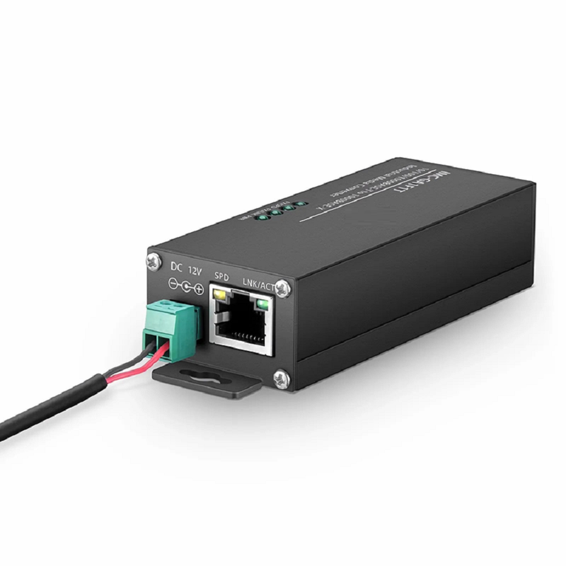 Mini Industrial Unmanaged 1x 10/100/1000Base-T RJ45 to 1x 1000Base-X Single Mode SC 1310nm 20km Gigabit Ethernet Media Converter, American Plug Standard