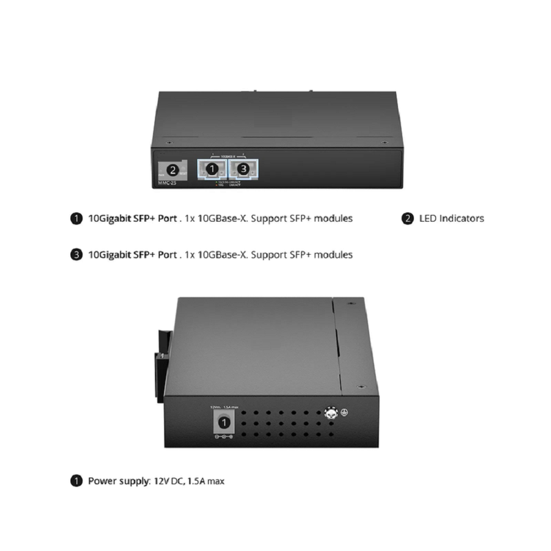 Industrial Managed 1x 10/100/1000Base-T RJ45 to 1x 100/1000/2500Base-X SFP Gigabit Ethernet Media Converter
