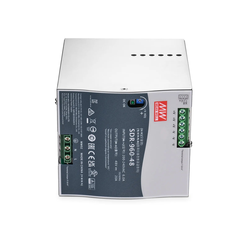 960W 48VDC Slim DIN Rail High-Performance Industrial Power Supply with PFC Function