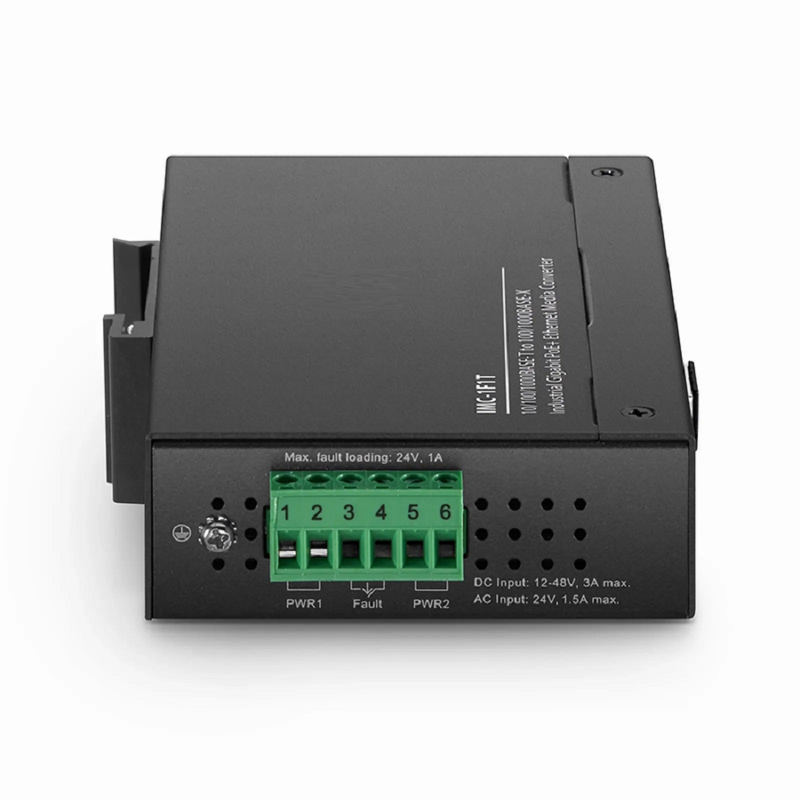 Industrial Unmanaged 1x 10/100/1000Base-T RJ45 to 1x 100/1000Base-X SFP Gigabit PoE+ Ethernet Media Converter