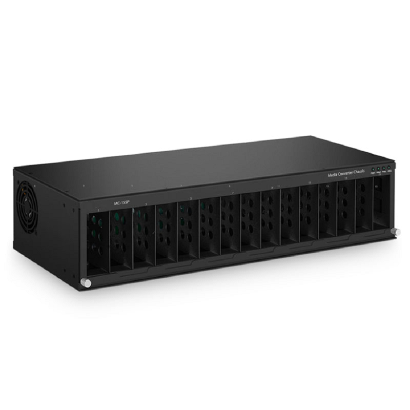 15 Slots Media Converter Chassis, 19'' Rack Mount, Single Power AC 100~240V