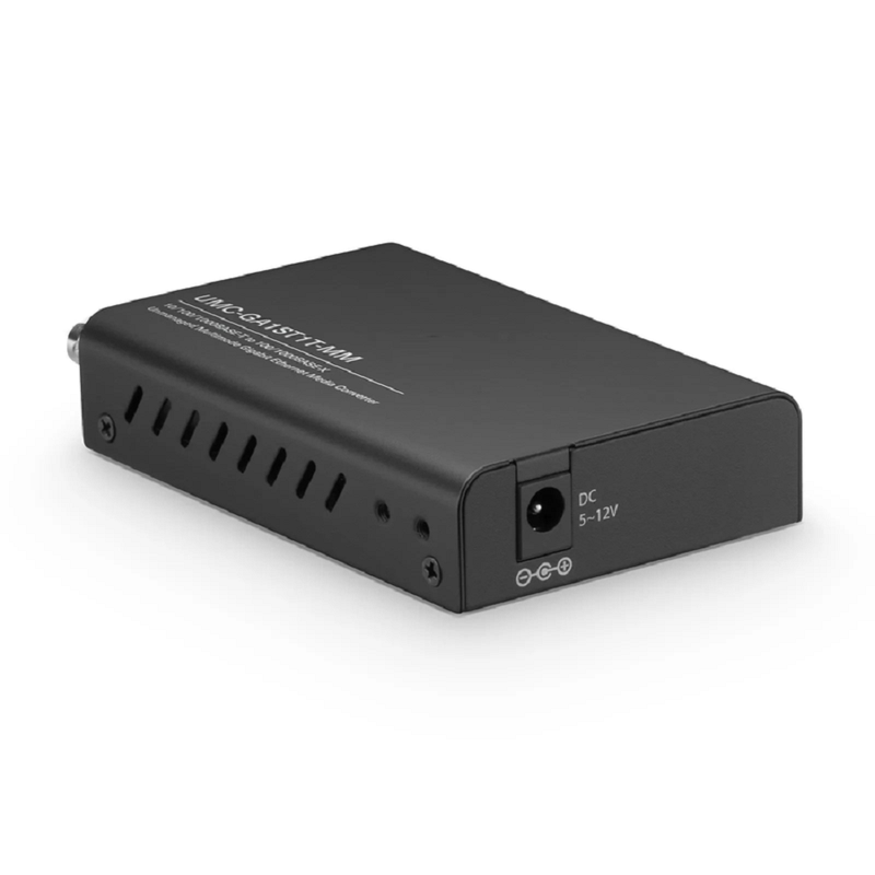 Mini Unmanaged 1x 10/100/1000Base-T RJ45 to 1x 100/1000Base-X Multimode ST 850nm 220/550m Gigabit Ethernet Media Converter, American Plug Standard